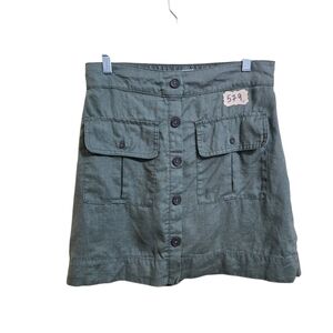 Nicole Miller Women's  Lined Skort Size SM S Linen  Army Green Pockets